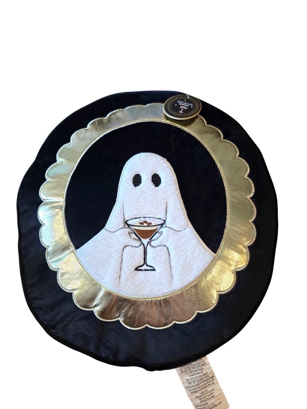 Ghost with Espresso Martini Decorative Throw Pillow NEW Halloween Spooky Scary